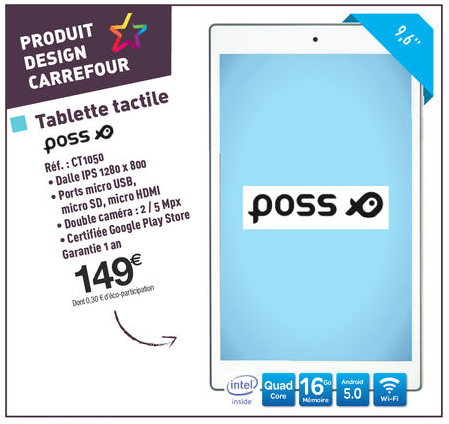 Tablette 10 Pouces Android Tactile Ips Hd 1280 X 800p Double Sim Quad Core  16 Go + Sd à Prix Carrefour