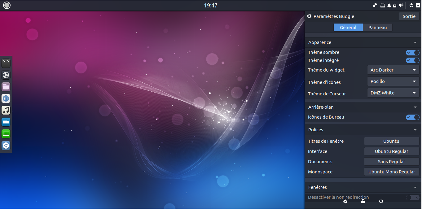 Ubuntu_Budgie_17.04_-_Volet_de_paramétrage